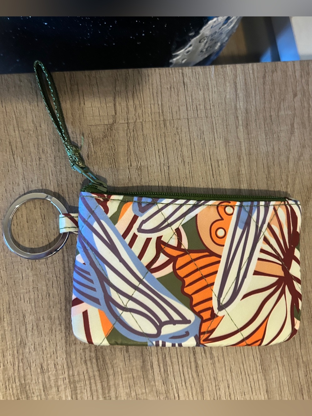 Vera Bradley Floral Zip Key & Card Holder in Orange, Blue, Green